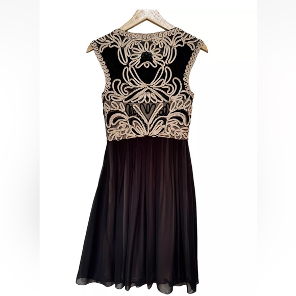 Sue Wong Demask Bateu Neckline Knee Length Black Cocktail Dress Sz 0 - Picture 6 of 10